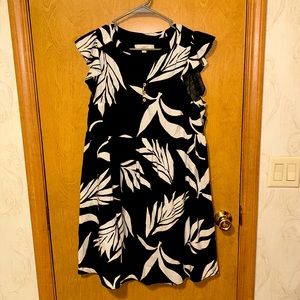 LOFT black white leaf print dress size S